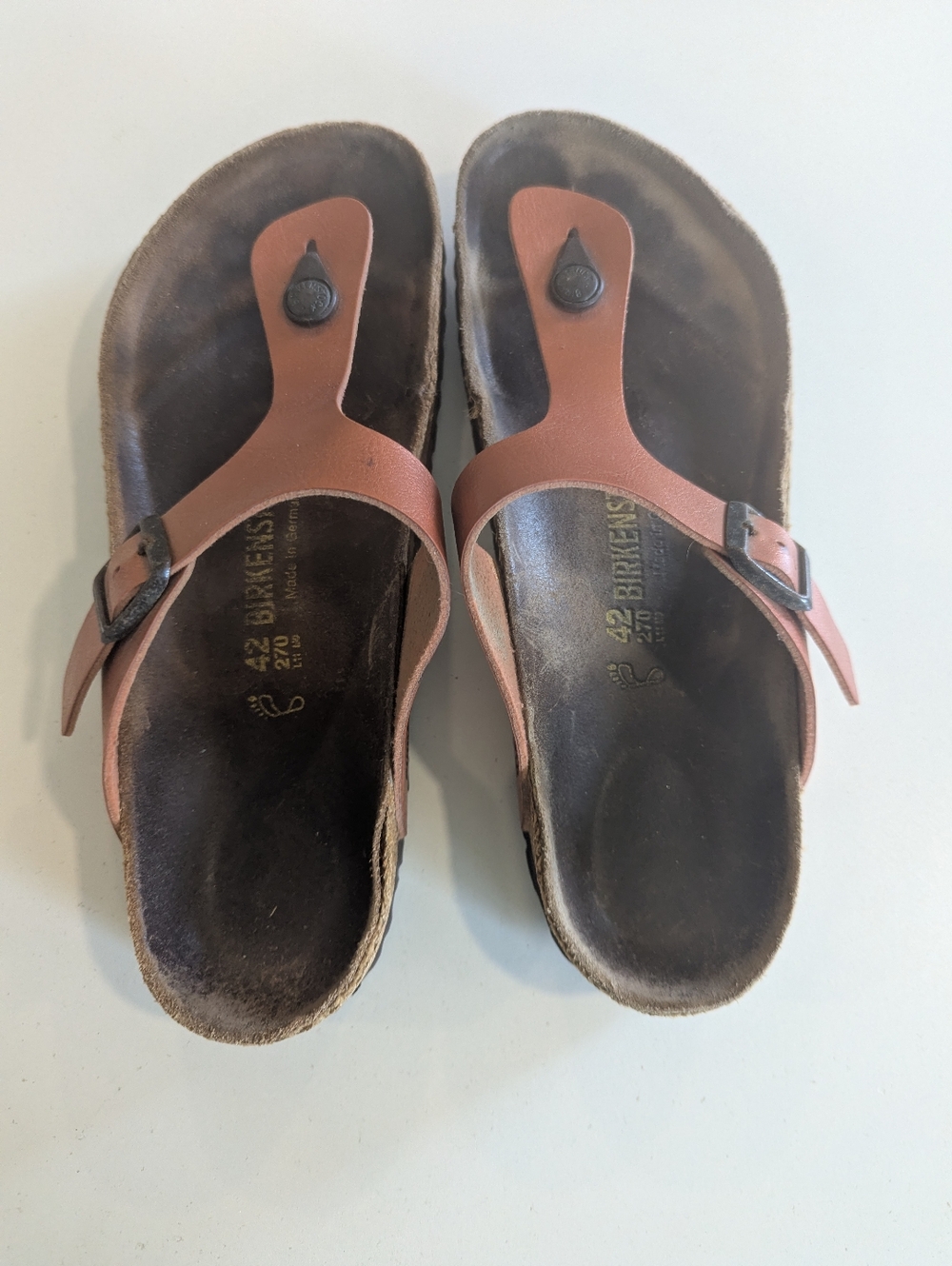 Birkenstock Metallized dark orange copper Thong Sandal 42 Size women's 11 men 9